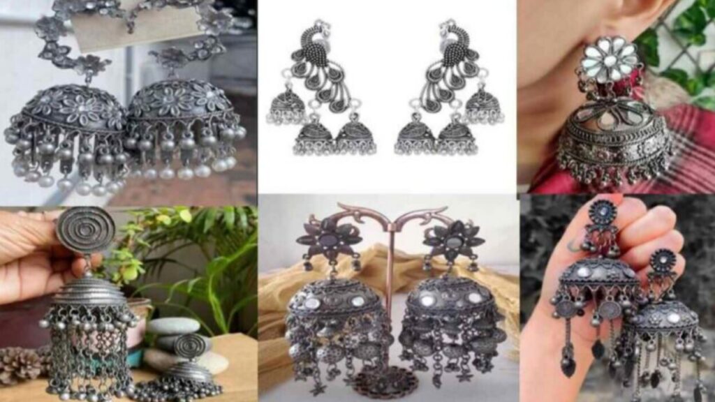 Silver Heavy Earings For Suits