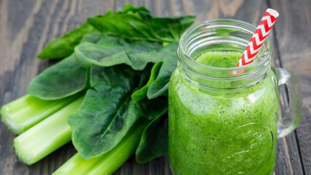 Spinach smoothie in summer